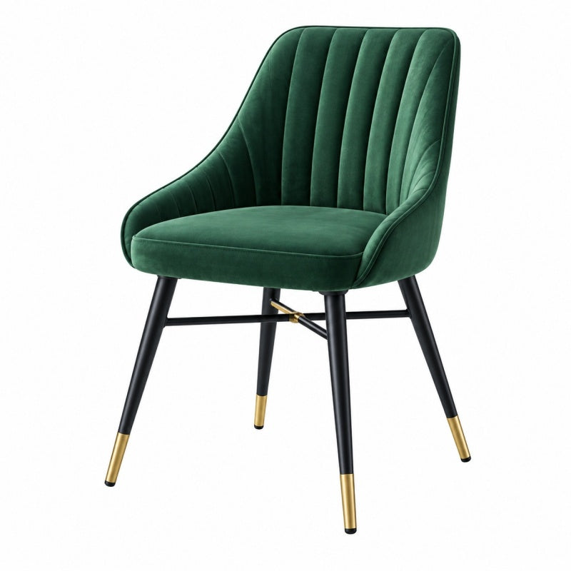 Krzesło tapicerowane 60 x 62 x 85 cm zielone aksamitne w stylu glamour