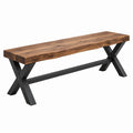 Ławka 180 x 40 x 45 cm z litego drewna brązowa industrialna na metalowych nogach