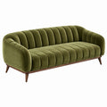Sofa trzyosobowa 210 x 90 x 85 cm z aksamitną tapicerką oliwkowozielona w stylu retro
