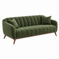 Sofa trzyosobowa 190 cm zielona z tkaniny w stylu retro