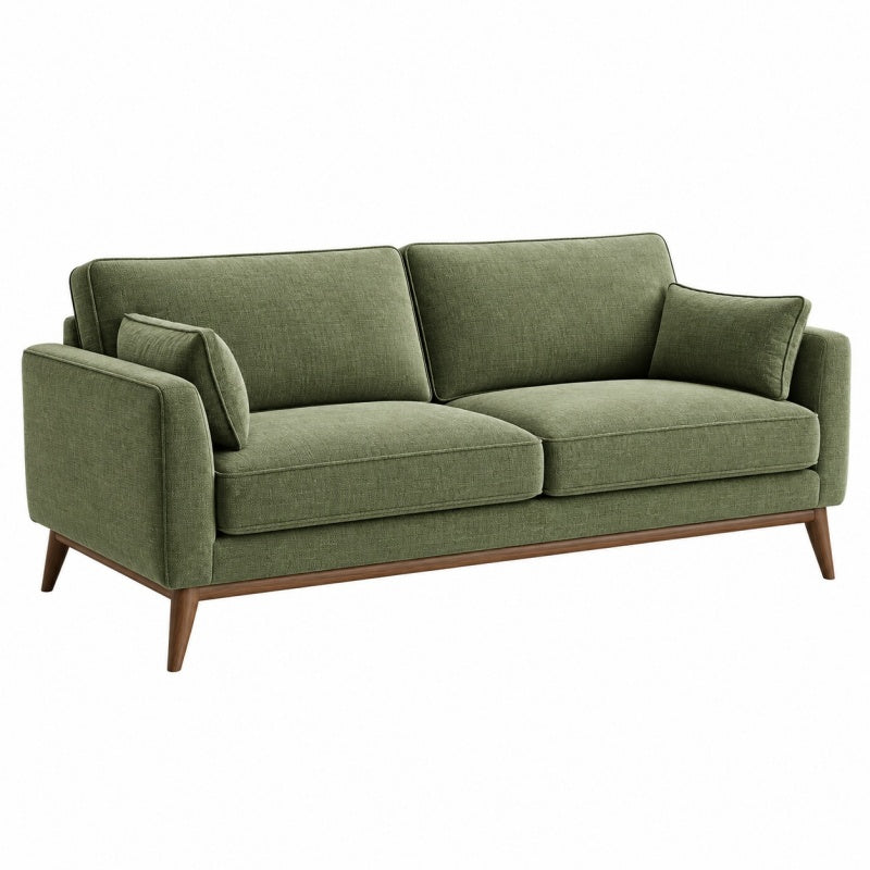 Sofa dwuosobowa 180 x 85 x 86 cm oliwkowa z tkaniny w stylu mid-century