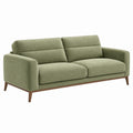 Sofa dwuosobowa 180 x 85 x 88 cm zielona z tkaniny z drewnianymi nogami - nowoczesna