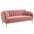 Sofa 180 x 82 x 78 cm różowa z aksamitną tapicerką i metalowymi nogami